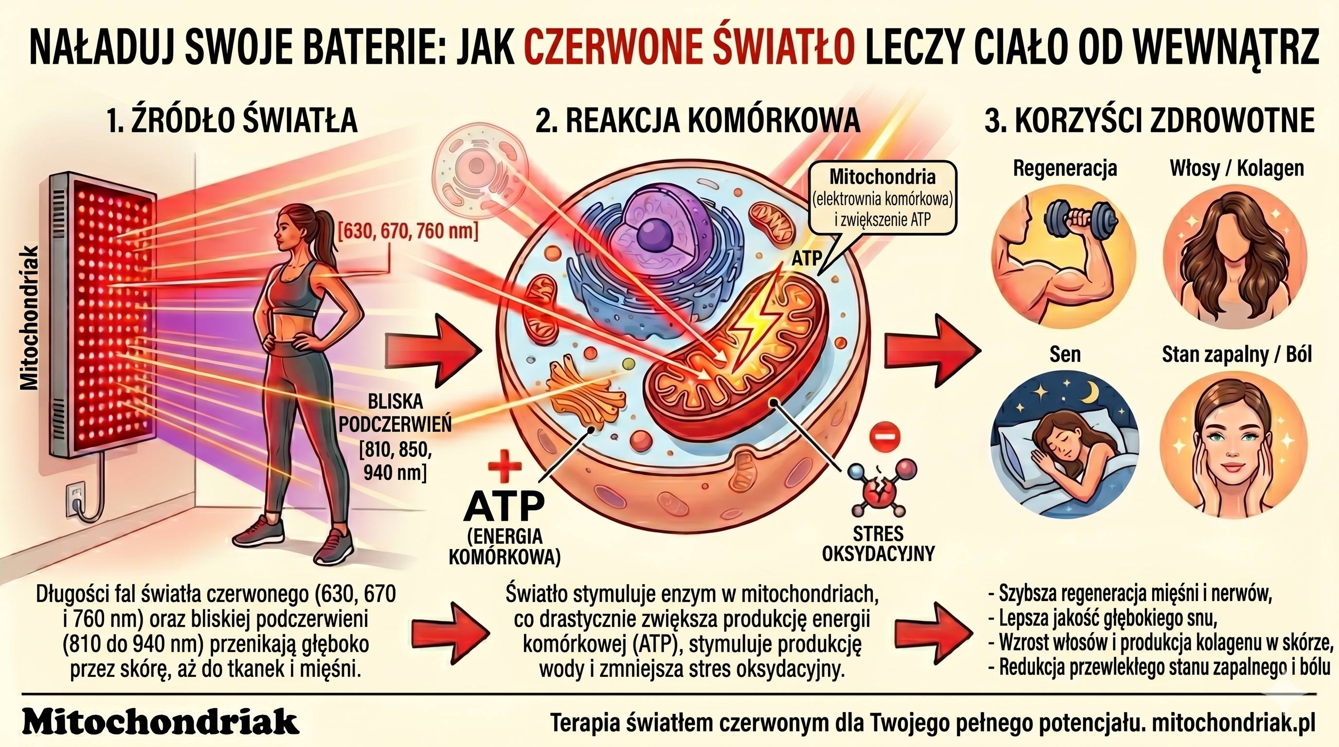 Mężczyzna przy panelu NIR Mitochondriak, biohacking i energia, wybór panelu