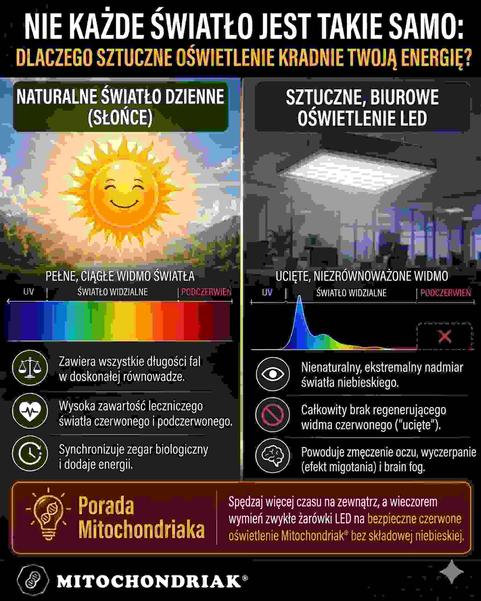 naturalne i sztuczne światło spektrum żarówek