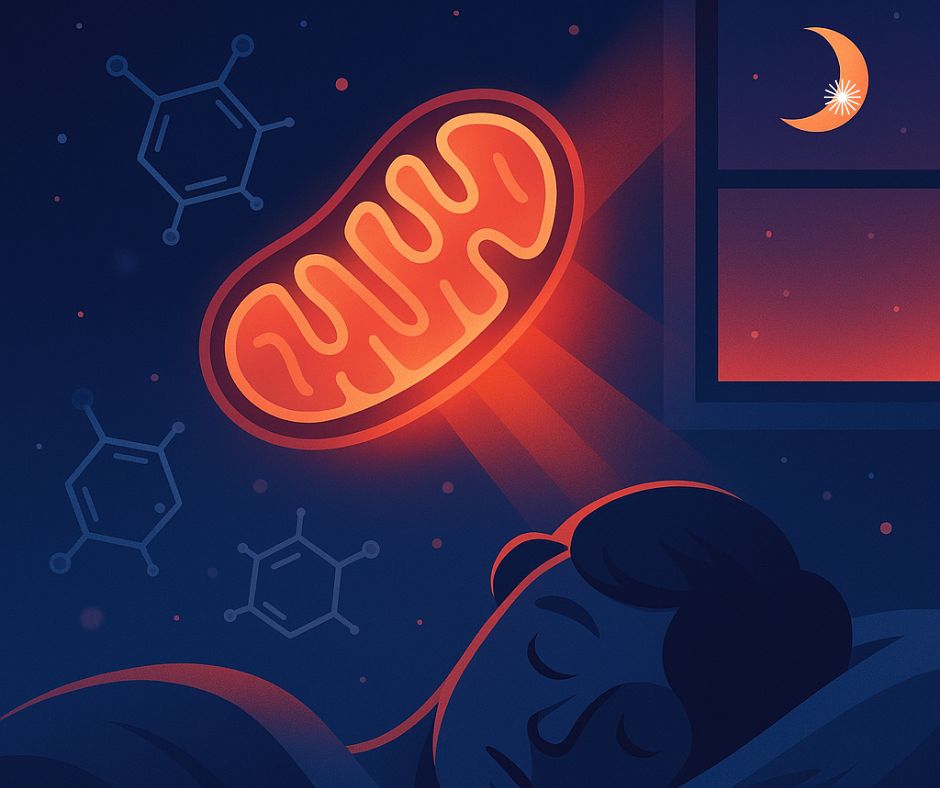 Infografika melatonina, mitochondria i sen